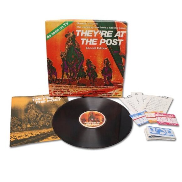 Vintage They Are At The Post Racing Game Vinyl Record Horse Betting Family 1975